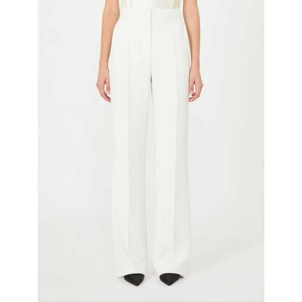 Max Mara Steppa Cady Tuxedo Trousers in White | Tailored pants | Luxury Shoes 