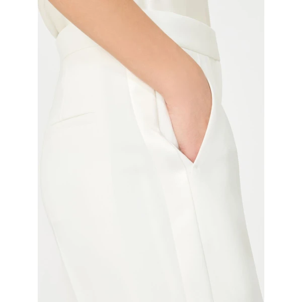 Max Mara Steppa Cady Tuxedo Trousers in White | Tailored pants | Luxury Shoes 