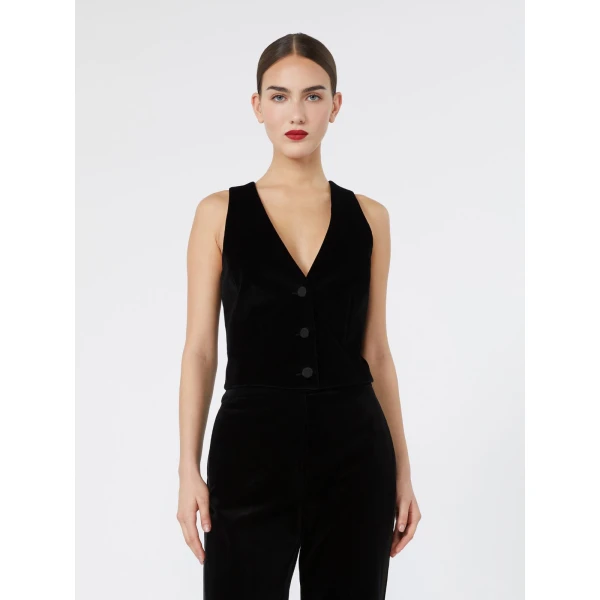 Max Mara Street Velvet Gilet in Black | Vests | Luxury Shoes 