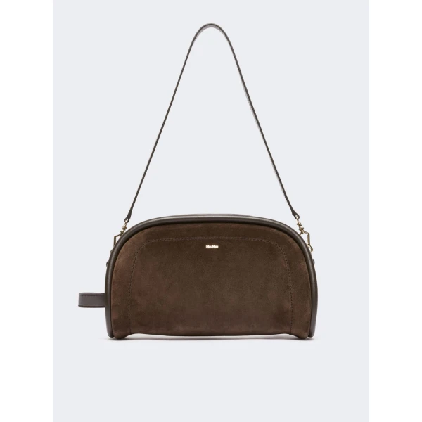 Max Mara Suede and Leather Handbag in Dark Brown | Totes & Top-Handle Bags | Luxury Shoes 