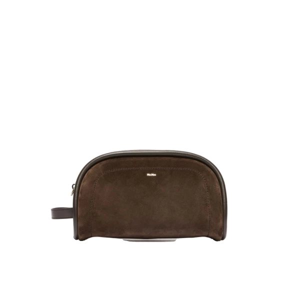 Suede and Leather Handbag in Dark Brown