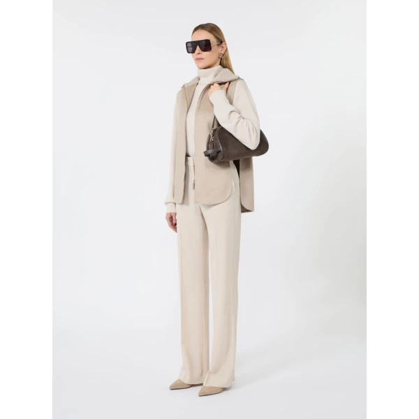 Max Mara Suede and Leather Handbag in Dark Grey | Totes & Top-Handle Bags | Luxury Shoes 