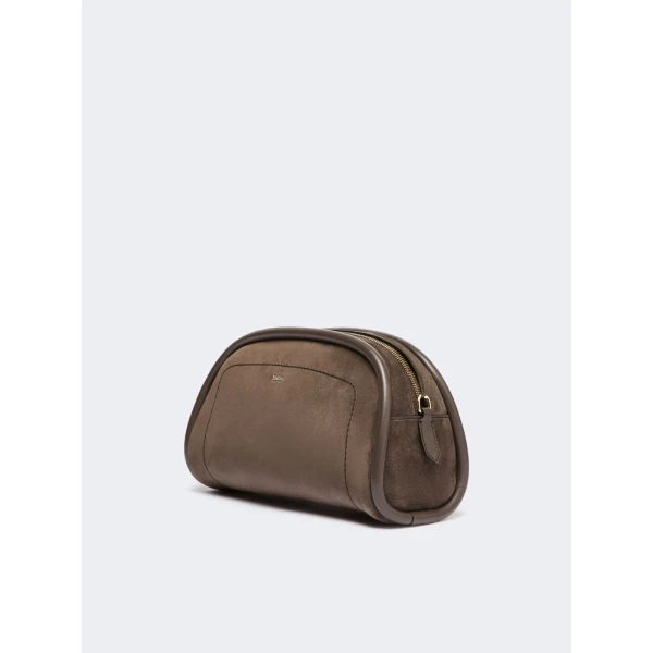 Max Mara Suede and Leather Handbag in Dark Grey | Totes & Top-Handle Bags | Luxury Shoes 