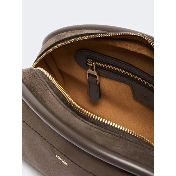 Max Mara Suede and Leather Handbag in Dark Grey | Totes & Top-Handle Bags | Luxury Shoes 