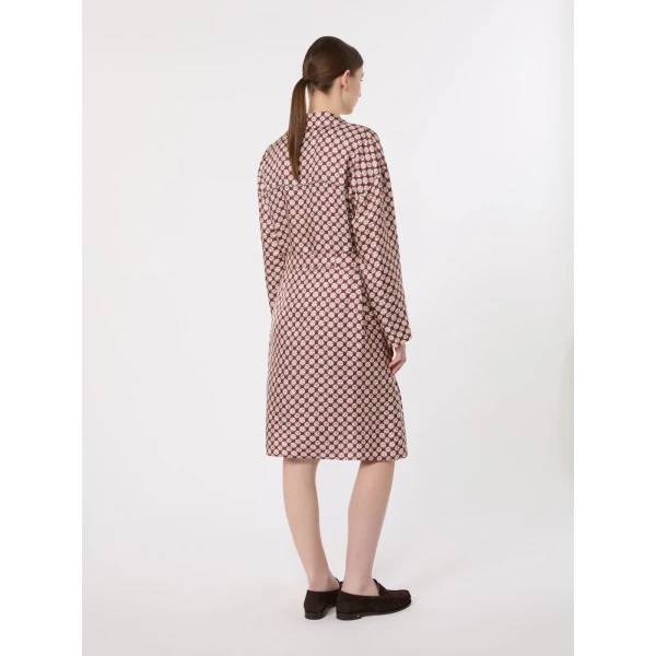 Max Mara Sultano Printed Silk Midi Shirt Dress in Bordeaux | Shirtdress | Luxury Shoes 