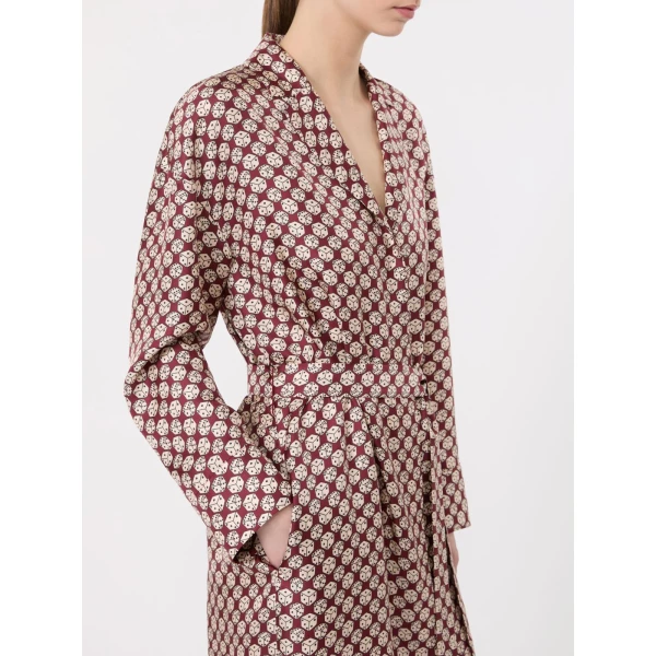 Max Mara Sultano Printed Silk Midi Shirt Dress in Bordeaux | Shirtdress | Luxury Shoes 