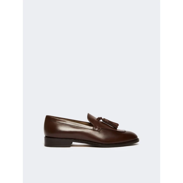 Max Mara Sultano Tasselled Leather Loafers in Cocoa | Loafers | Luxury Shoes 