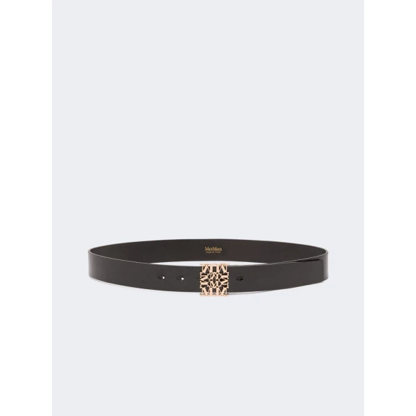 Max Mara Sumero Jewelled Buckle Leather Belt in Black | Belts | Luxury Shoes 