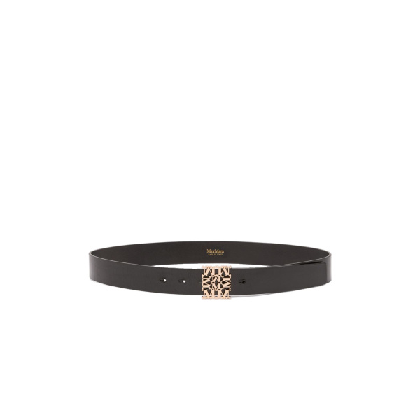 Max Mara Sumero Jewelled Buckle Leather Belt in Black | Belts | Luxury Shoes 