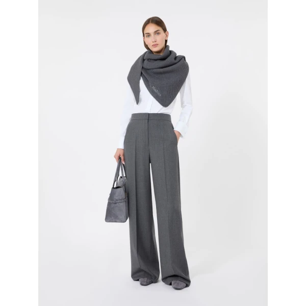 Max Mara Supremo Oversized Wool Shawl in Dark Grey | Scarves | Luxury Shoes 