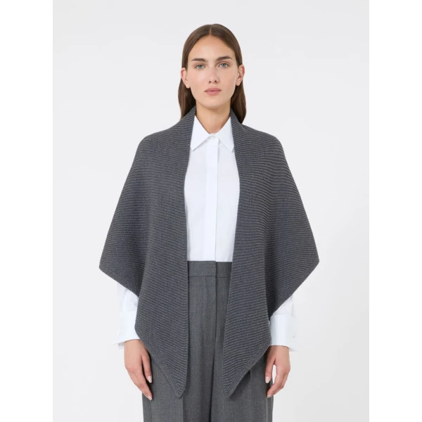 Max Mara Supremo Oversized Wool Shawl in Dark Grey | Scarves | Luxury Shoes 