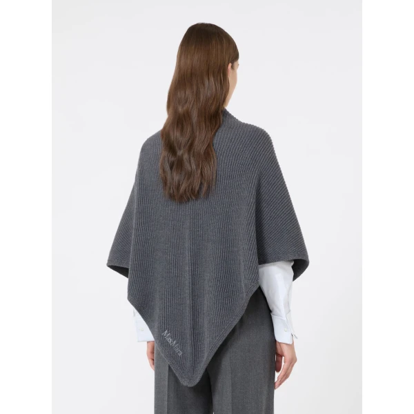 Max Mara Supremo Oversized Wool Shawl in Dark Grey | Scarves | Luxury Shoes 