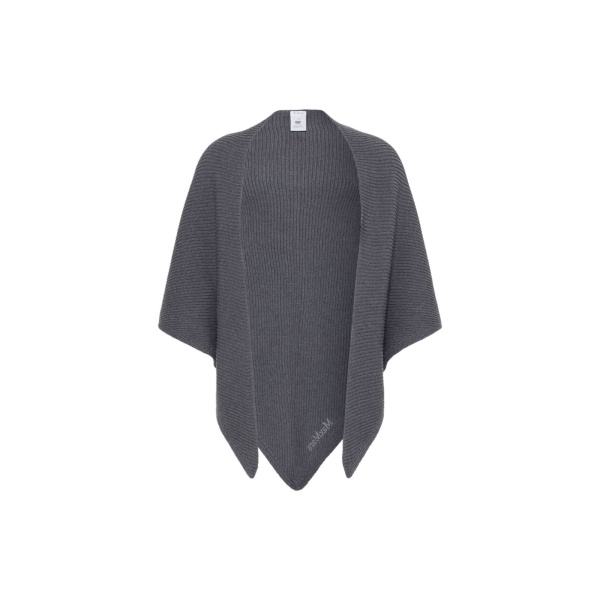 Max Mara Supremo Oversized Wool Shawl in Dark Grey | Scarves | Luxury Shoes 