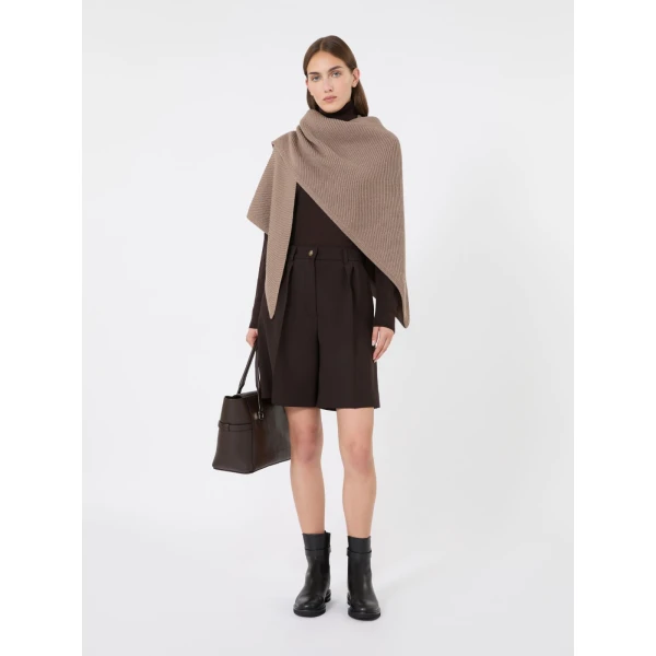 Max Mara Supremo Oversized Wool Shawl in Tobacco | Scarves | Luxury Shoes 