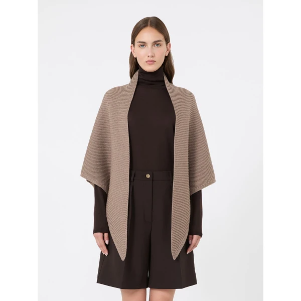 Max Mara Supremo Oversized Wool Shawl in Tobacco | Scarves | Luxury Shoes 