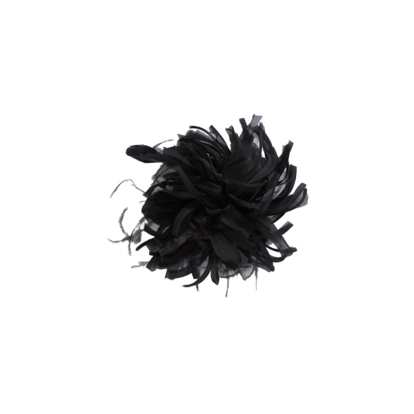 Tabacco Organza Flower Brooch in Black