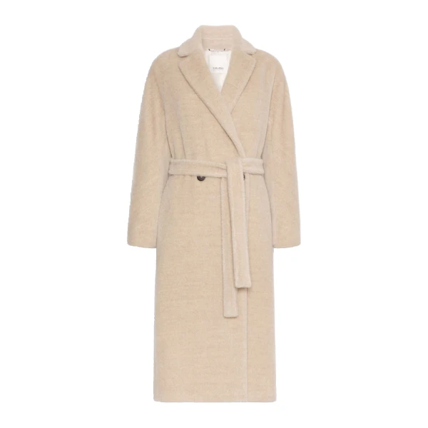 Tabarin Double-Breasted Alpaca and Wool Coat in Albino White