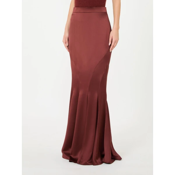 Max Mara Tabarin Long Silk Satin Skirt in Rust | Maxi Skirts | Luxury Shoes 