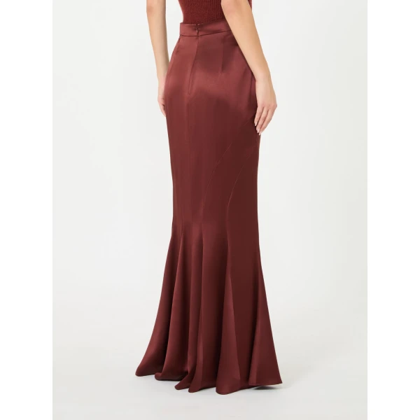Max Mara Tabarin Long Silk Satin Skirt in Rust | Maxi Skirts | Luxury Shoes 