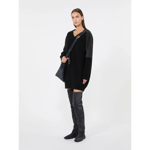 Max Mara Tacco Wool and Cashmere Jumper in Dark Grey | Sweaters | Luxury Shoes 