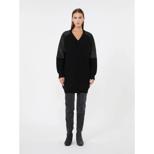 Max Mara Tacco Wool and Cashmere Jumper in Dark Grey | Sweaters | Luxury Shoes 