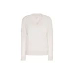 Max Mara Talamo Wool, Silk and Cashmere V-Neck Jumper in Ivory | Sweaters | Luxury Shoes 