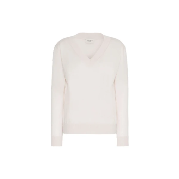 Max Mara Talamo Wool, Silk and Cashmere V-Neck Jumper in Ivory | Sweaters | Luxury Shoes 
