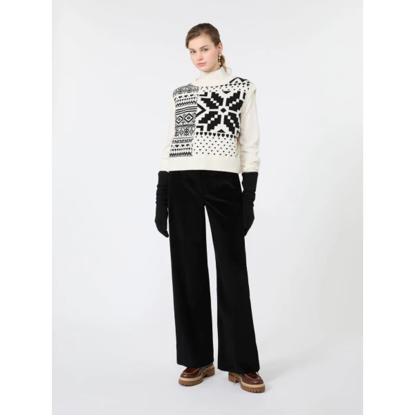 Max Mara Tania Cotton Corduroy Wide-Leg Trousers in Black | Wide leg pants | Luxury Shoes 