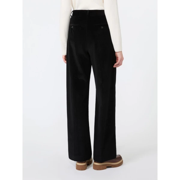 Max Mara Tania Cotton Corduroy Wide-Leg Trousers in Black | Wide leg pants | Luxury Shoes 