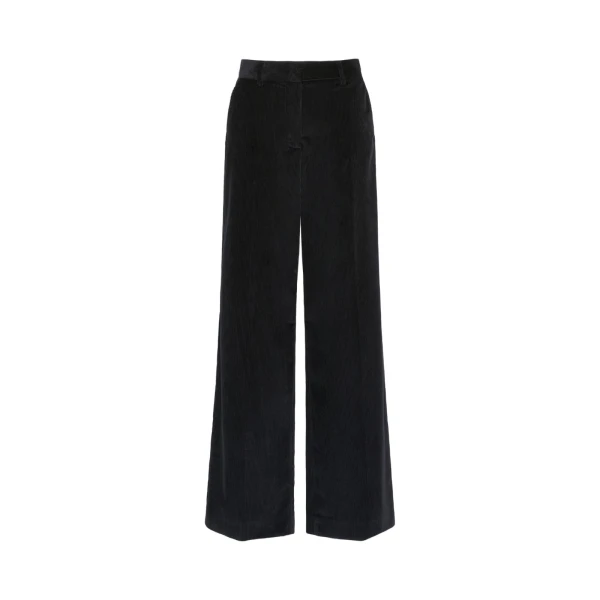 Max Mara Tania Cotton Corduroy Wide-Leg Trousers in Black | Wide leg pants | Luxury Shoes 