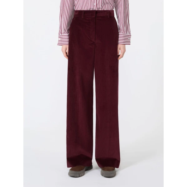 Max Mara Tania Cotton Corduroy Wide-Leg Trousers in Bordeaux | Wide leg pants | Luxury Shoes 