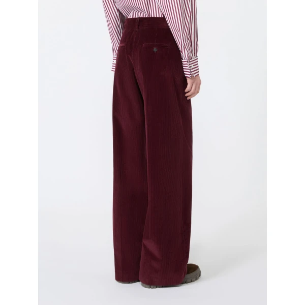 Max Mara Tania Cotton Corduroy Wide-Leg Trousers in Bordeaux | Wide leg pants | Luxury Shoes 