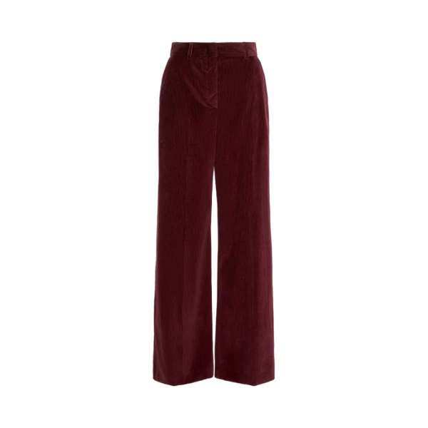 Max Mara Tania Cotton Corduroy Wide-Leg Trousers in Bordeaux | Wide leg pants | Luxury Shoes 