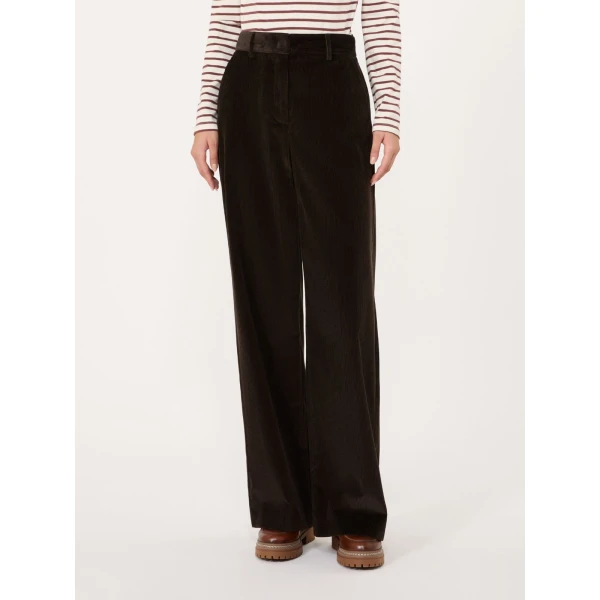 Max Mara Tania Cotton Corduroy Wide-Leg Trousers in Dark Brown | Wide leg pants | Luxury Shoes 