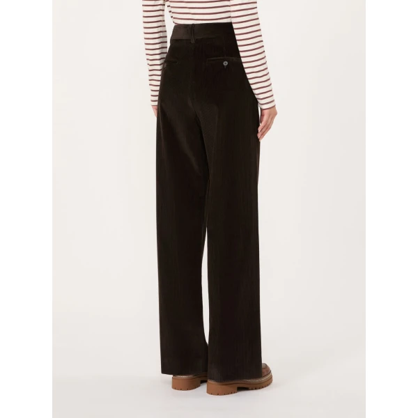 Max Mara Tania Cotton Corduroy Wide-Leg Trousers in Dark Brown | Wide leg pants | Luxury Shoes 