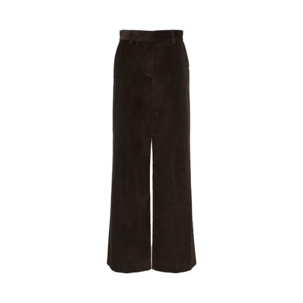 Max Mara Tania Cotton Corduroy Wide-Leg Trousers in Dark Brown | Wide leg pants | Luxury Shoes 