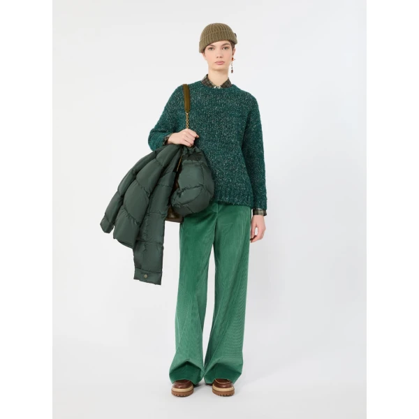 Max Mara Tania Cotton Corduroy Wide-Leg Trousers in Green | Wide leg pants | Luxury Shoes 