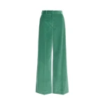 Max Mara Tania Cotton Corduroy Wide-Leg Trousers in Green | Wide leg pants | Luxury Shoes 