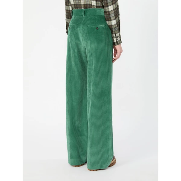 Max Mara Tania Cotton Corduroy Wide-Leg Trousers in Green | Wide leg pants | Luxury Shoes 