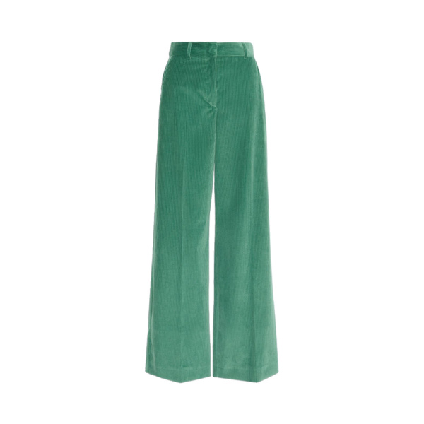 Max Mara Tania Cotton Corduroy Wide-Leg Trousers in Green | Wide leg pants | Luxury Shoes 