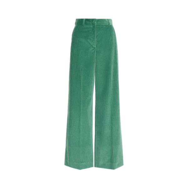 Max Mara Tania Cotton Corduroy Wide-Leg Trousers in Green | Wide leg pants | Luxury Shoes 