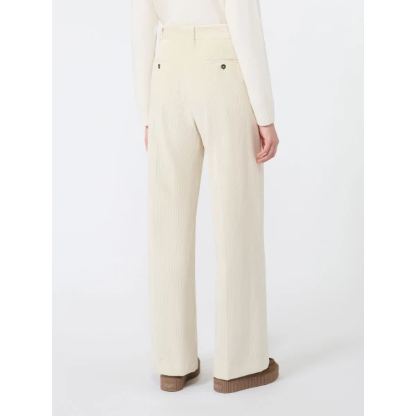Max Mara Tania Cotton Corduroy Wide-Leg Trousers in Ivory | Wide leg pants | Luxury Shoes 