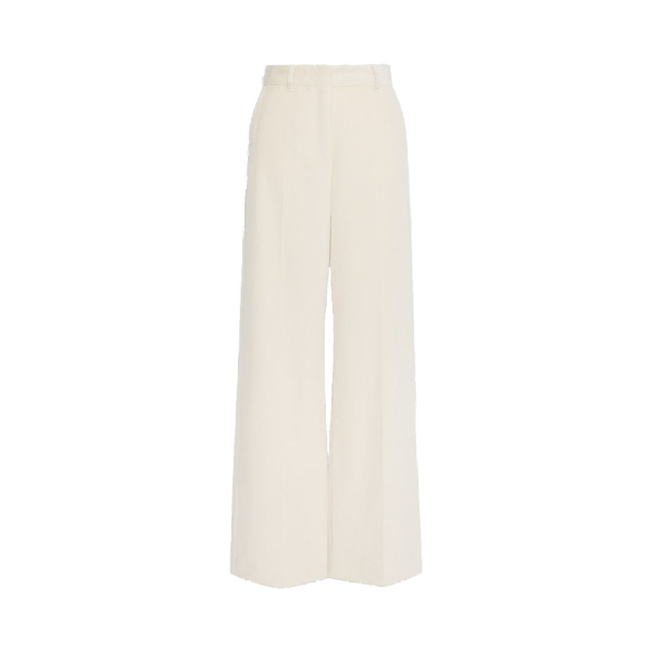 Max Mara Tania Cotton Corduroy Wide-Leg Trousers in Ivory | Wide leg pants | Luxury Shoes 