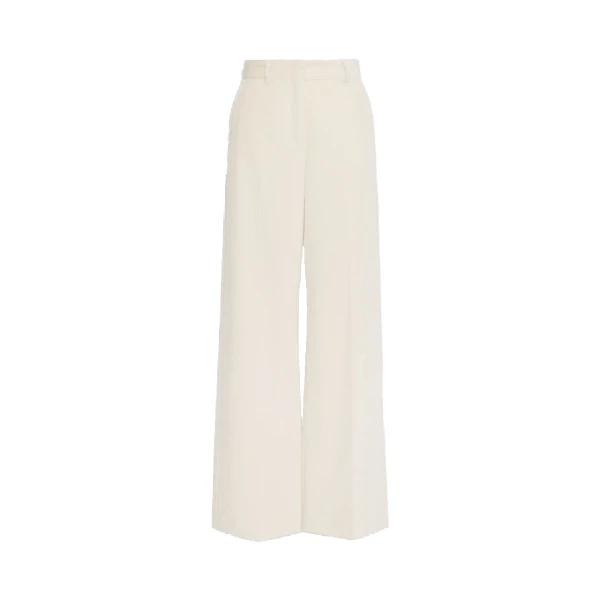 Max Mara Tania Cotton Corduroy Wide-Leg Trousers in Ivory | Wide leg pants | Luxury Shoes 