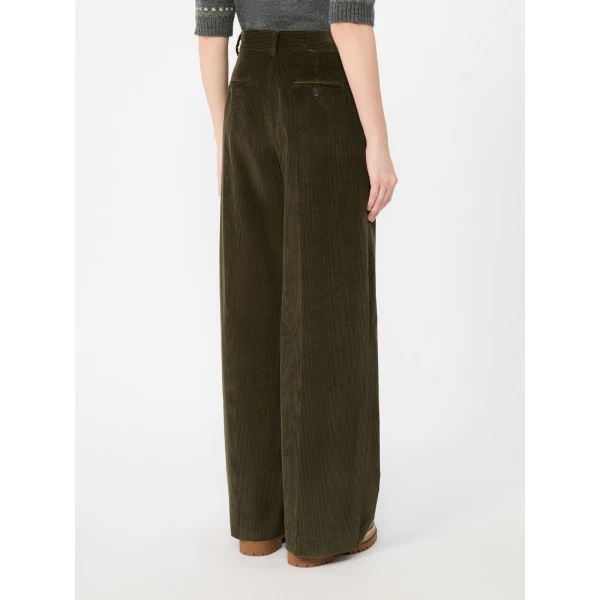 Max Mara Tania Cotton Corduroy Wide-Leg Trousers in Khaki | Wide leg pants | Luxury Shoes 