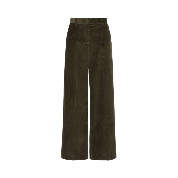 Max Mara Tania Cotton Corduroy Wide-Leg Trousers in Khaki | Wide leg pants | Luxury Shoes 