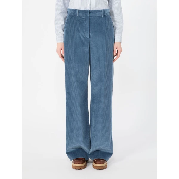 Max Mara Tania Cotton Corduroy Wide-Leg Trousers in Light Blue | Wide leg pants | Luxury Shoes 