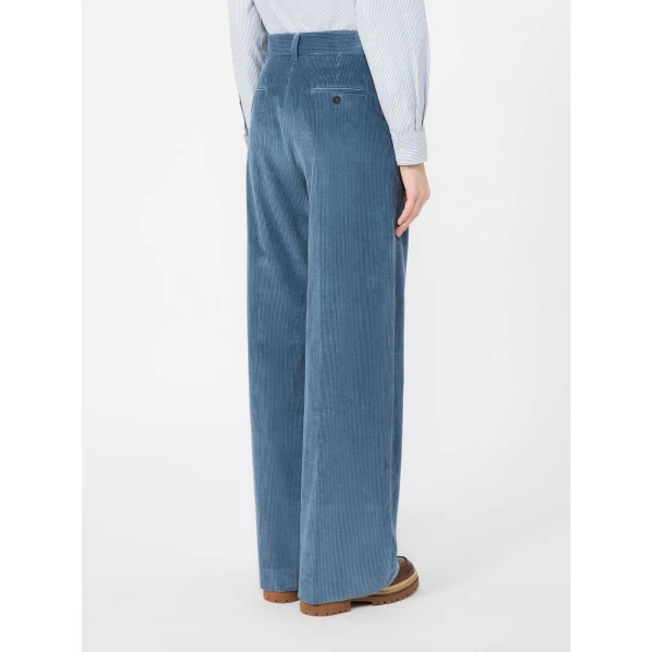 Max Mara Tania Cotton Corduroy Wide-Leg Trousers in Light Blue | Wide leg pants | Luxury Shoes 