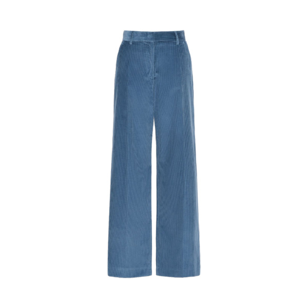 Max Mara Tania Cotton Corduroy Wide-Leg Trousers in Light Blue | Wide leg pants | Luxury Shoes 