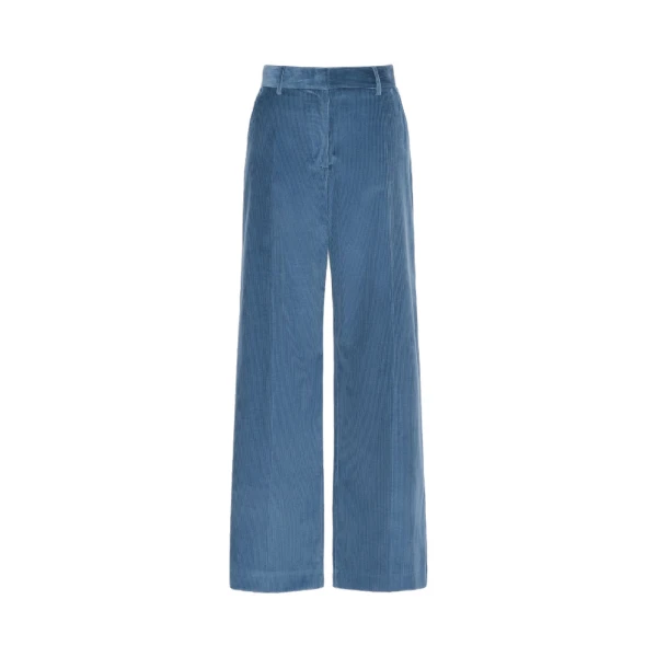 Max Mara Tania Cotton Corduroy Wide-Leg Trousers in Light Blue | Wide leg pants | Luxury Shoes 